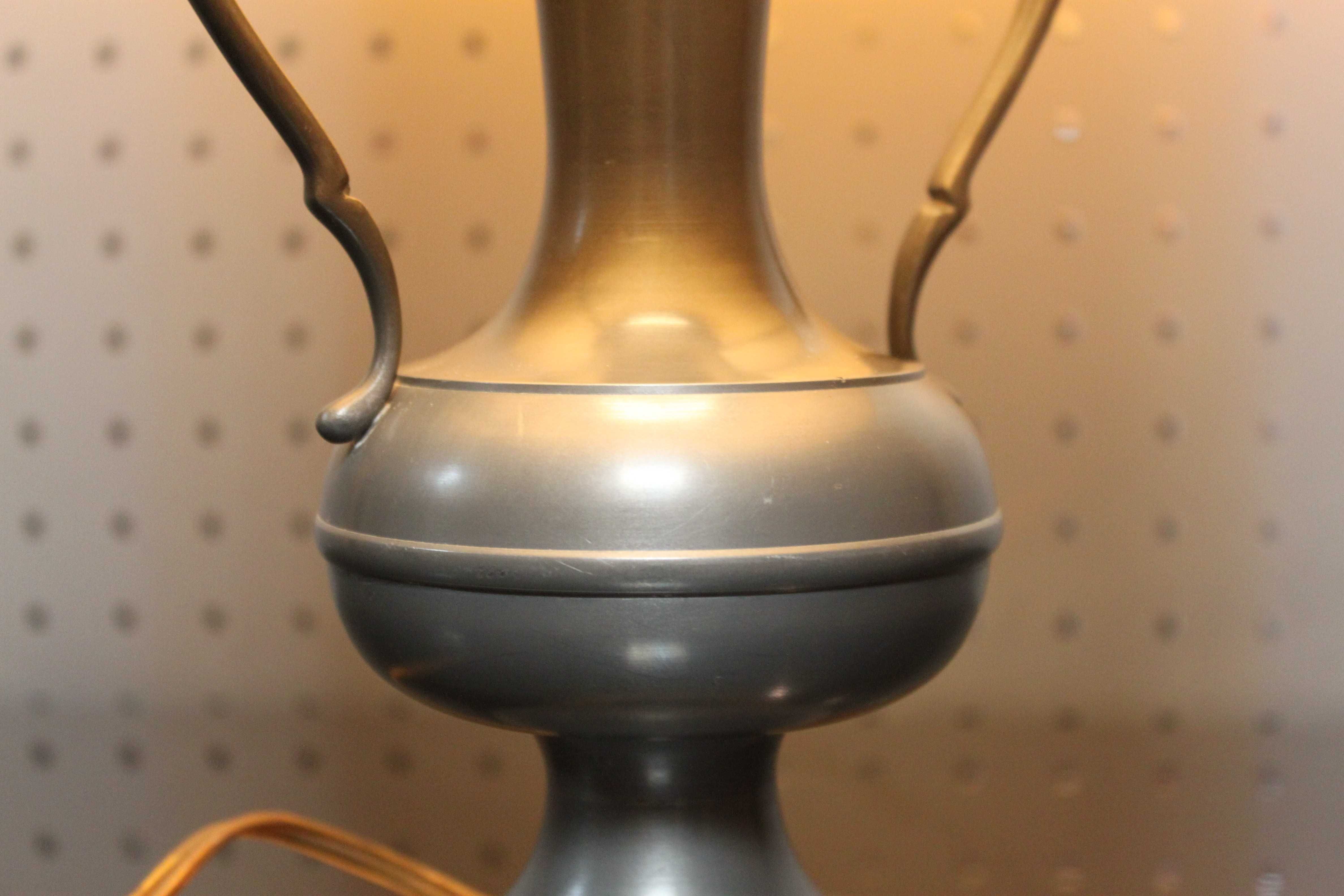 Lampa stojąca, nocna, metalowa, designerska, skórzany abażur, vintage.