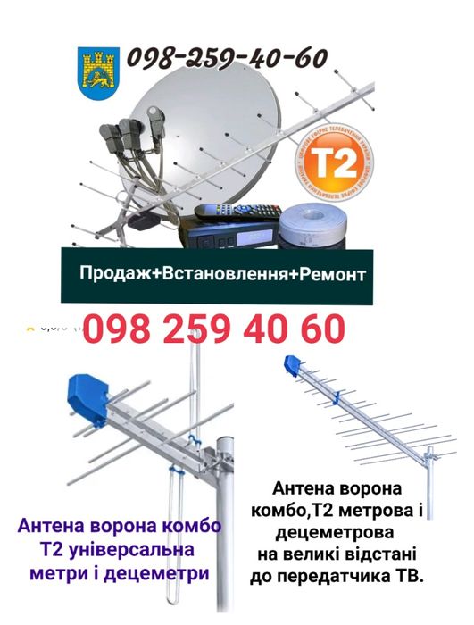 Антена Т2 зовнішня Кімнатна антена Встановлення Т2 антен Супутникових