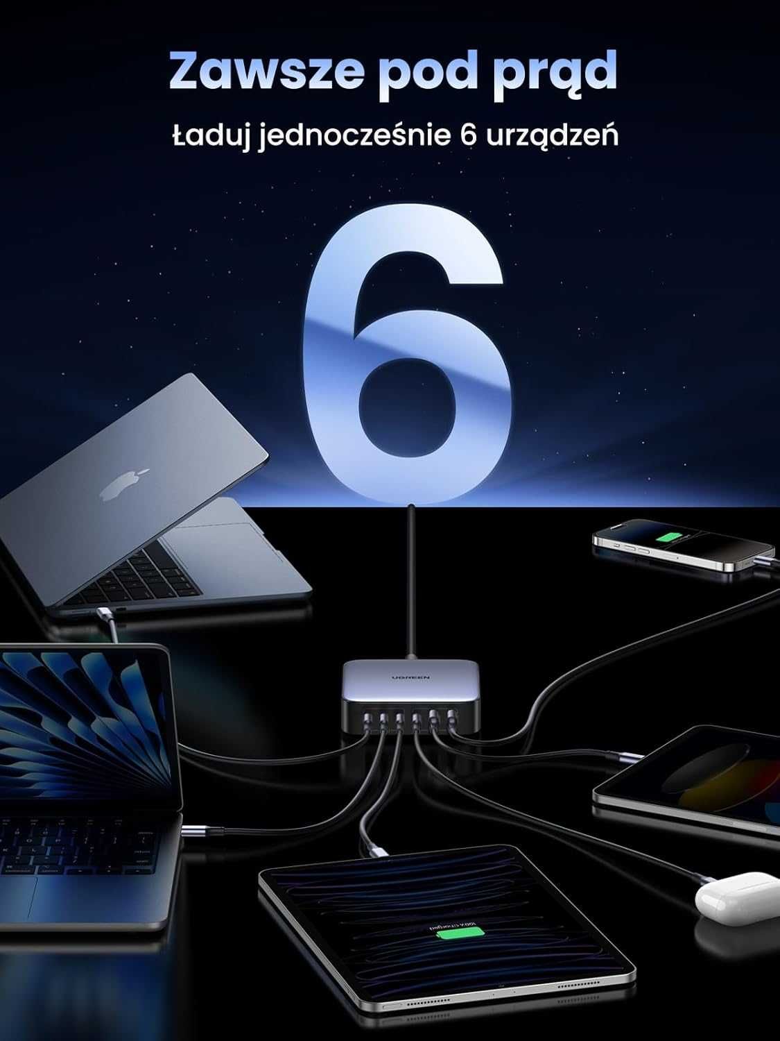 Ładowarka sieciowa Ugreen 2XUSB-A, 4XUSB-C, 200W
