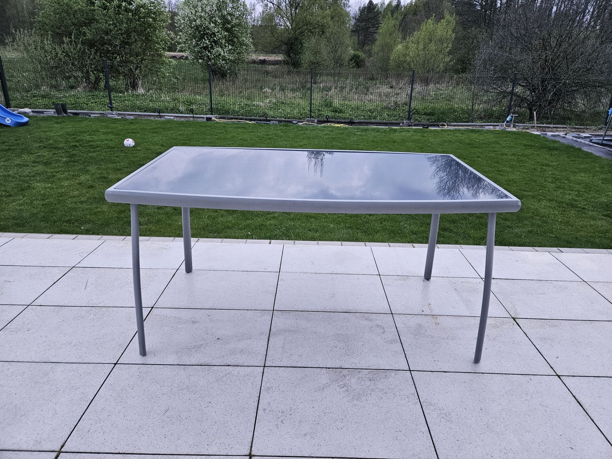 Stół ogrodowy szkło i aluminium 150x90