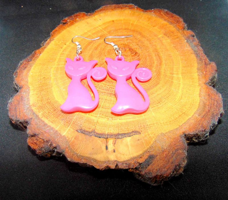 Różowe kotki kolczyki