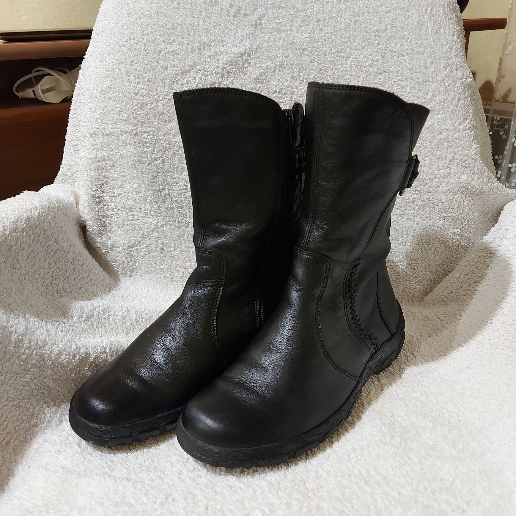 Сапоги ботинки gabor jolly's 37p черные кожа зима