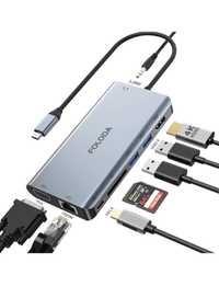 Док-станція USB C, ХАБ концентратор USB C з HDMI 4K, PD 3.0, Ethernet,
