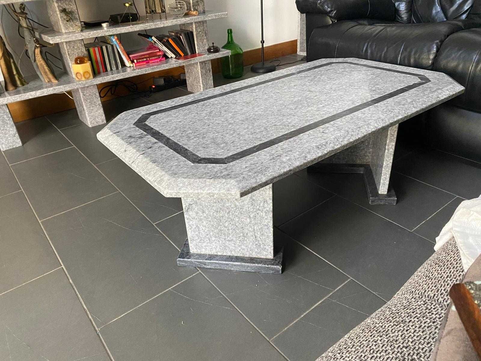 Estante em mármore para TV, mesa de centro