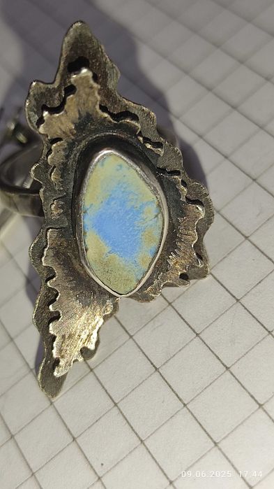 Комплект серьги и кольцо с бирюзой серебро, от про бабки