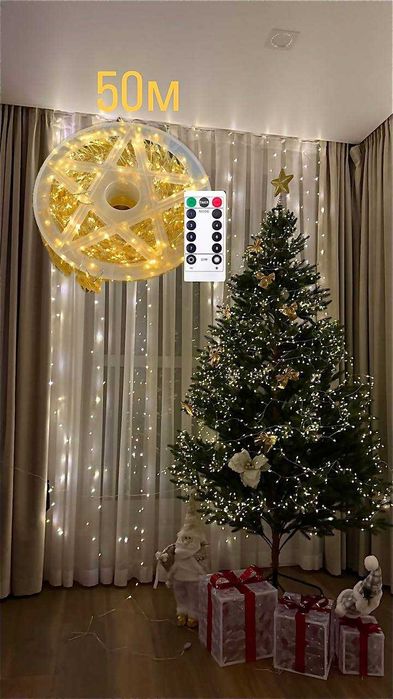гірлянда “МІШУРА” 50м — 1500 LED, USB + пульт, герлянда