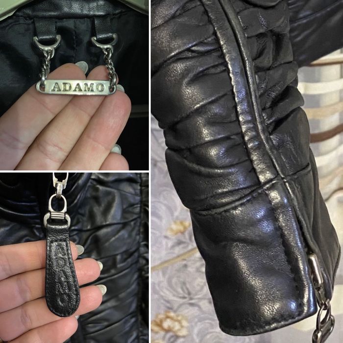 ADAMO кожаная куртка с норковыми рукавами