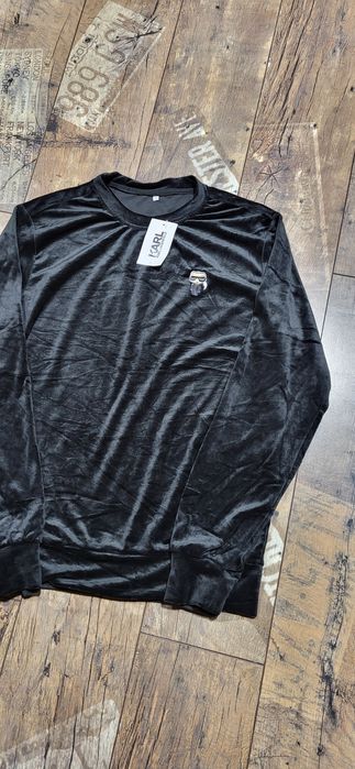 Karl ludzik czarna bluza welurowa męska miękka bez kaptura L