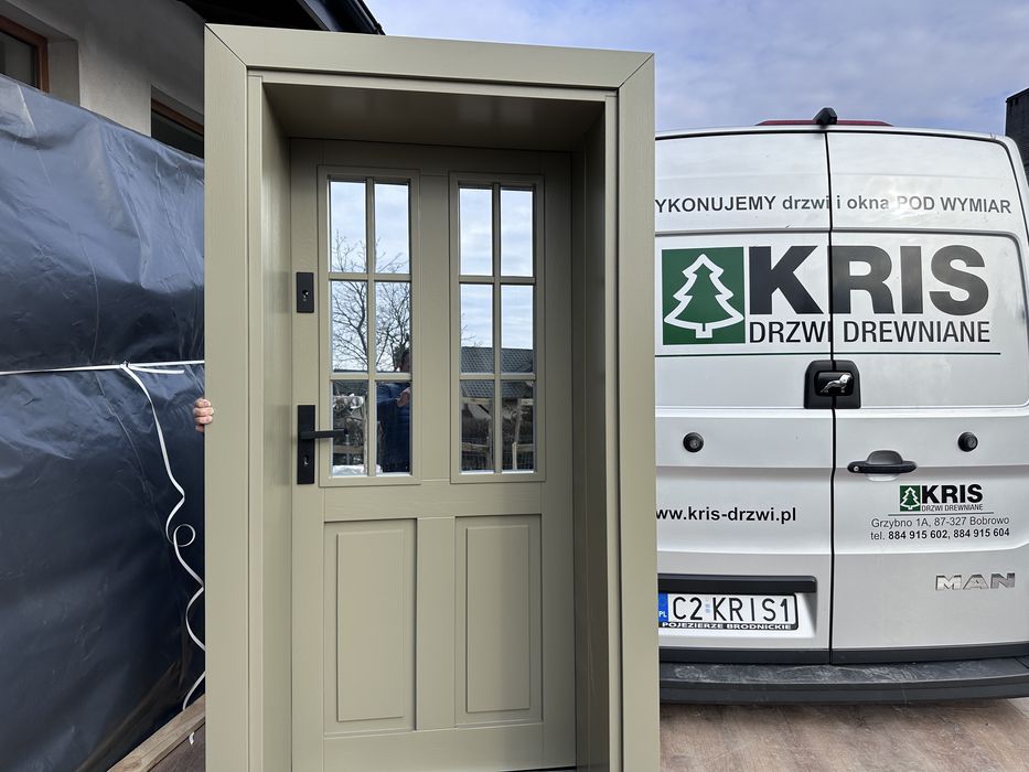 Drzwi zewnętrzne drewniane Na Wymiar nietypowe Montaż Cała Polska