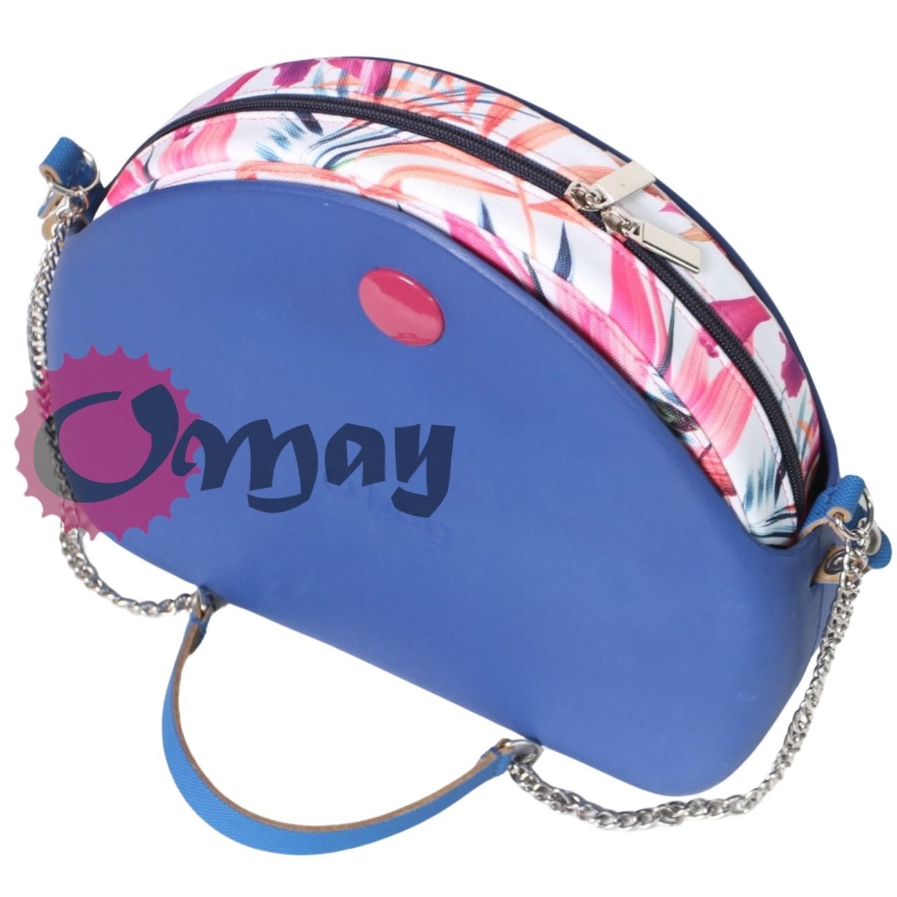 organizer OBAG MOON LIGHT kwiaty różowe granat 2 kieszenie wkład OMAY