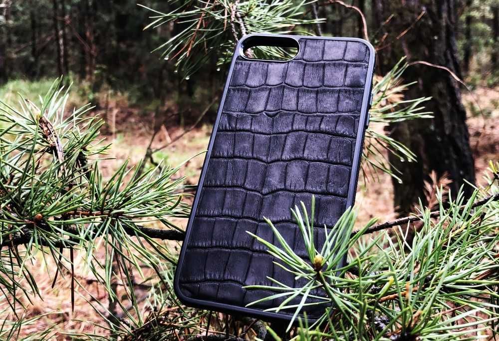 Оригинальный кожаный чехол Alligator Black для iPhone 8+