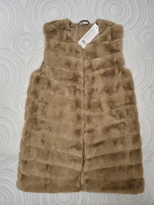 Kamizelka ze sztucznego futra, bezrękawnik futerkowy - rozmiar S