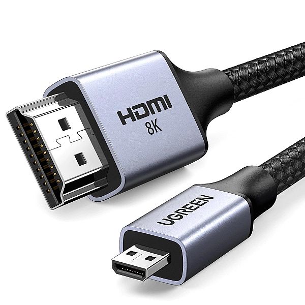Kabel przejściówka micro HDMI - HDMI 2.1/8K 2m Ugreen HD164 - szary