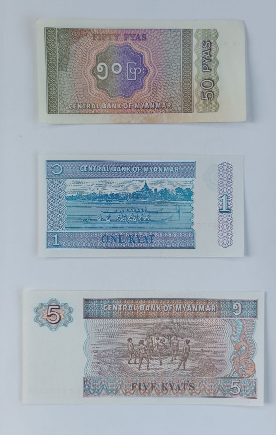 zestaw banknotów 50 pyas - 50 kyats , Birma , 6 szt