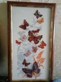 Картина "Бабочки" вышитая крестиком (ручная работа)