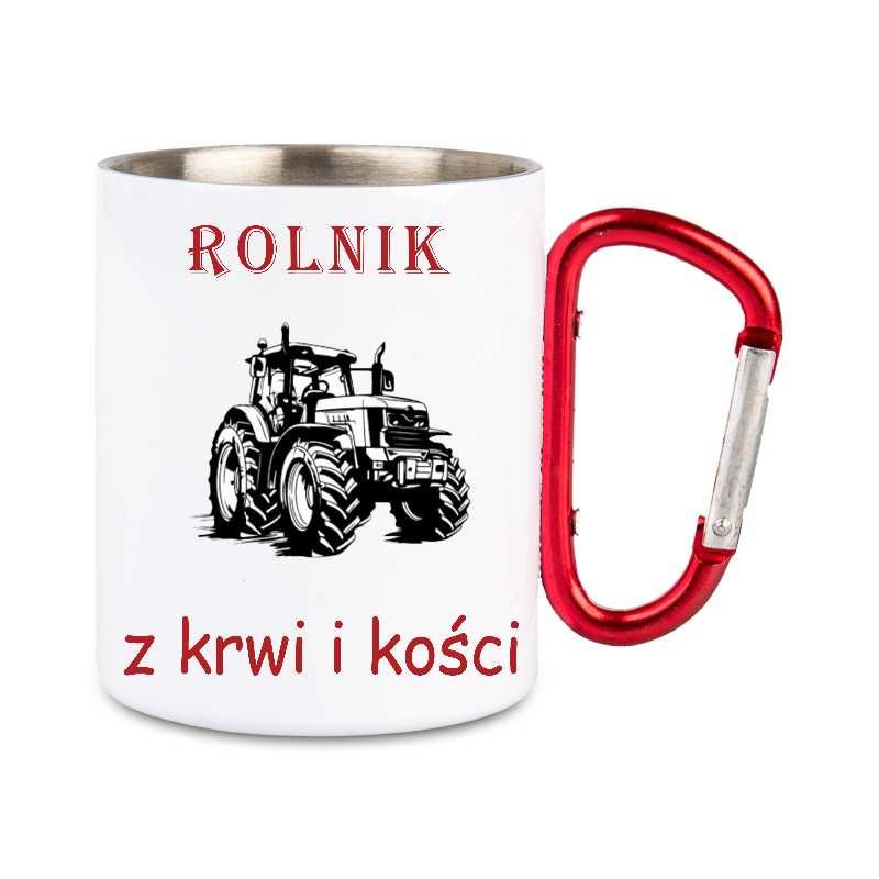 Kubek metalowy z karabińczykiem Rolnik, Śmieszne, 012