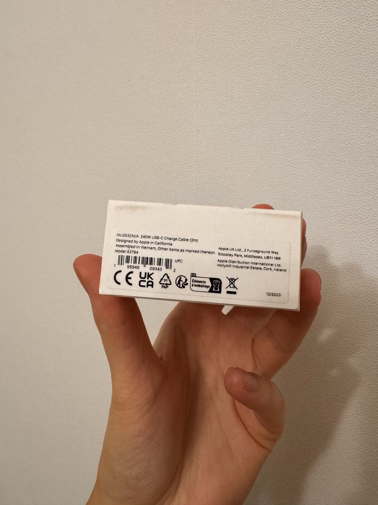 Кабель для зарядки оригінал Apple 240 w Charge cable 2m