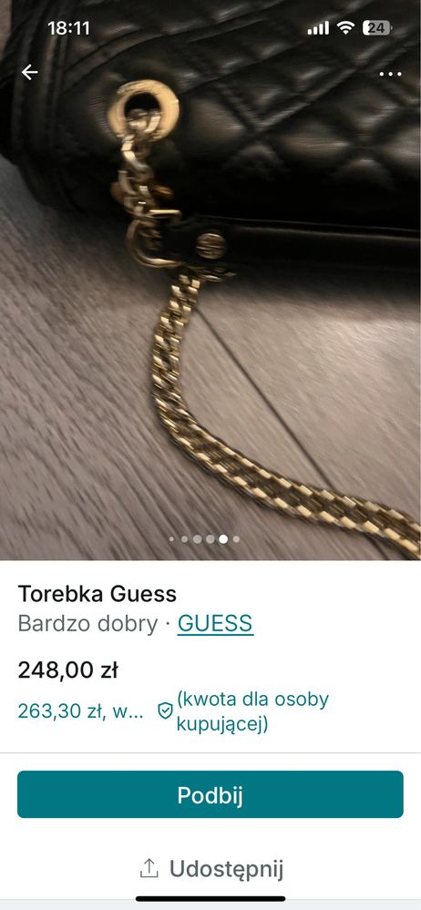 Torebka pikowana GUESS