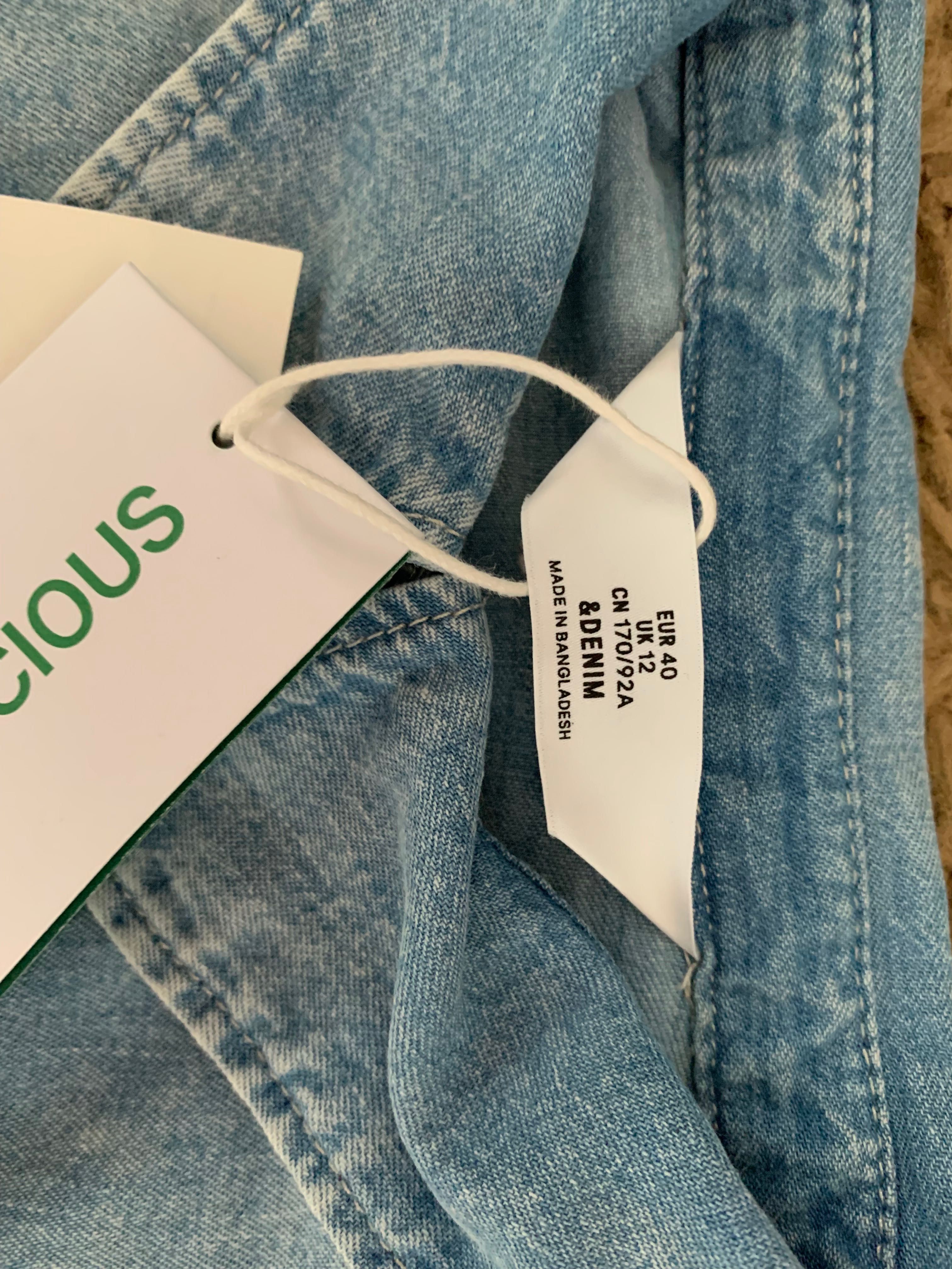 Nowa jeansowa sukienka szmizjerka H&M M-L bufki długa