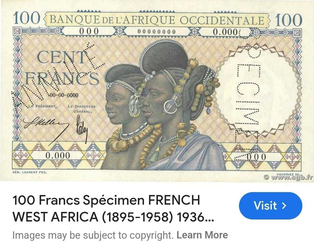 Nota 100 Francs FRENCH WEST AFRICA 1936