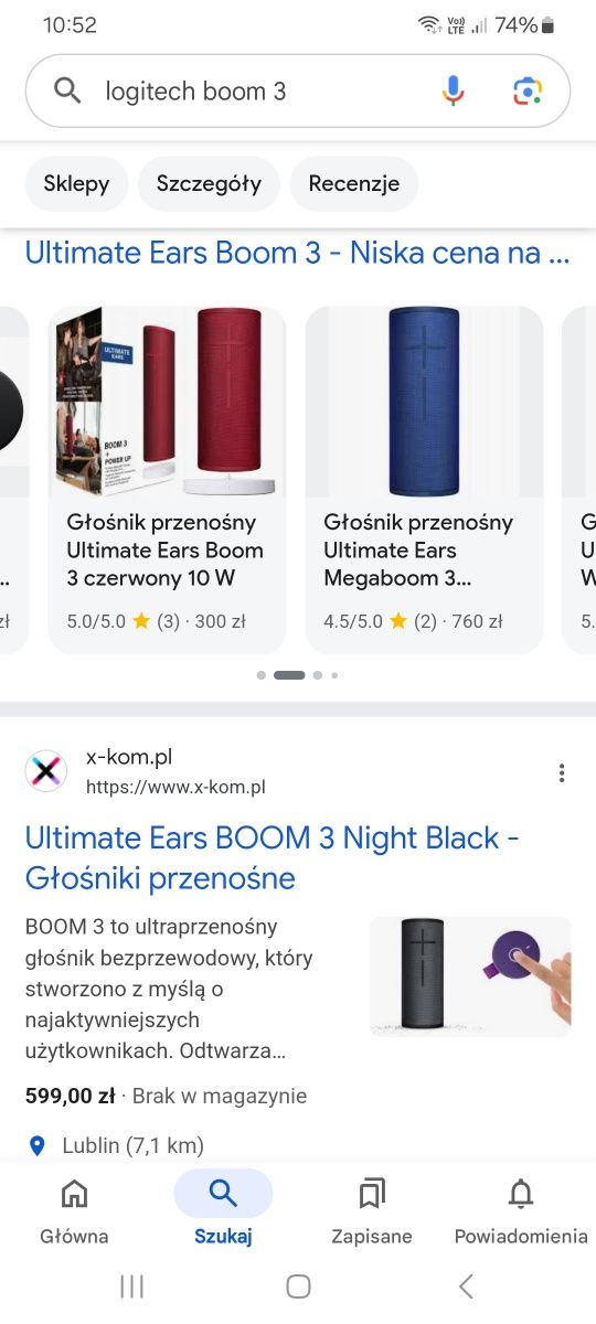 Głośnik Bluetooth Logitech Ultimate Ears  Boom 3