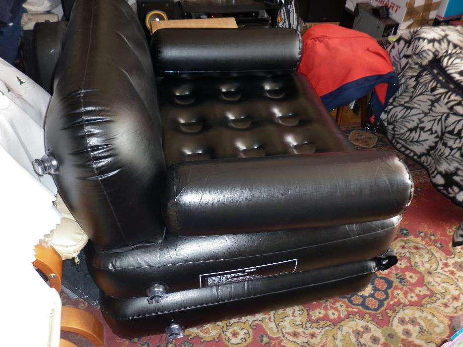 Krzesło Fotel Rozkładany Pompowany Camping, Czarne, Jak Nowe