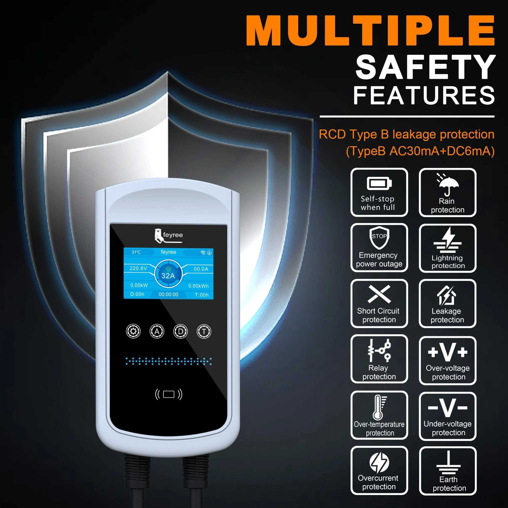 Зарядна станція Feyree 7KW 32A, GB/T Series Pisces EV-PRO: APP Version