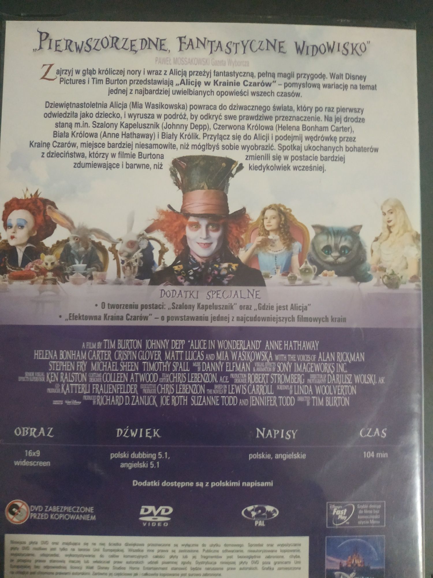 Płyta DVD z filmem Alicja w Krainie Czarów