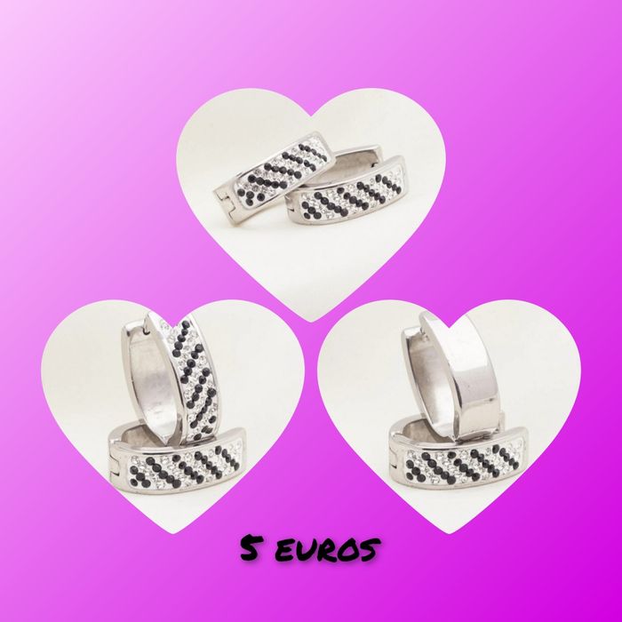 Brincos em aço inoxidável com zirconias