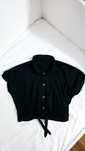 Czarna krótka koszula bluzka Crop top sinsay elegancka bluzka preppy