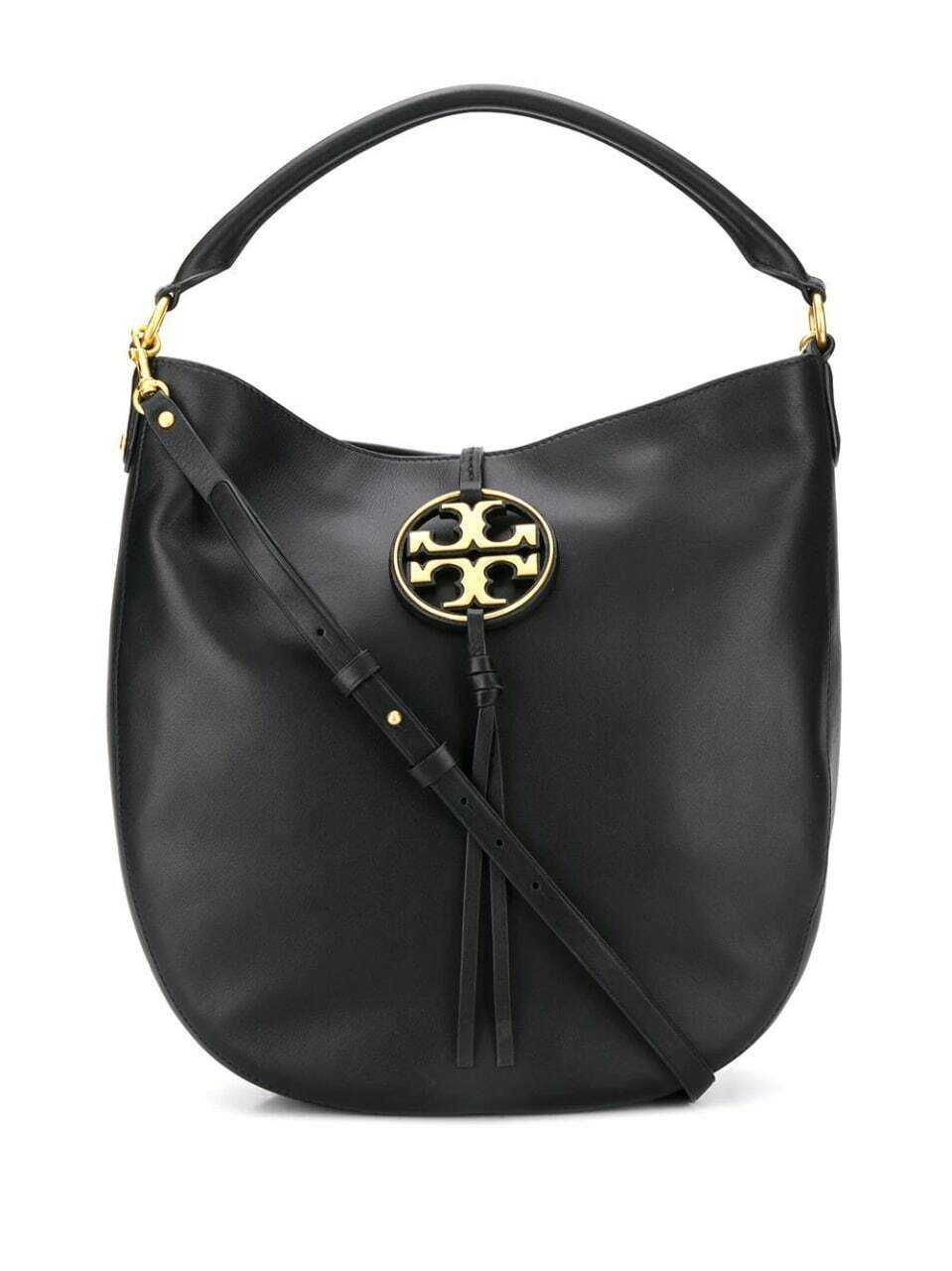 Сумка Tory Burch Miller Metal-Logo Slouchy Hobo Black