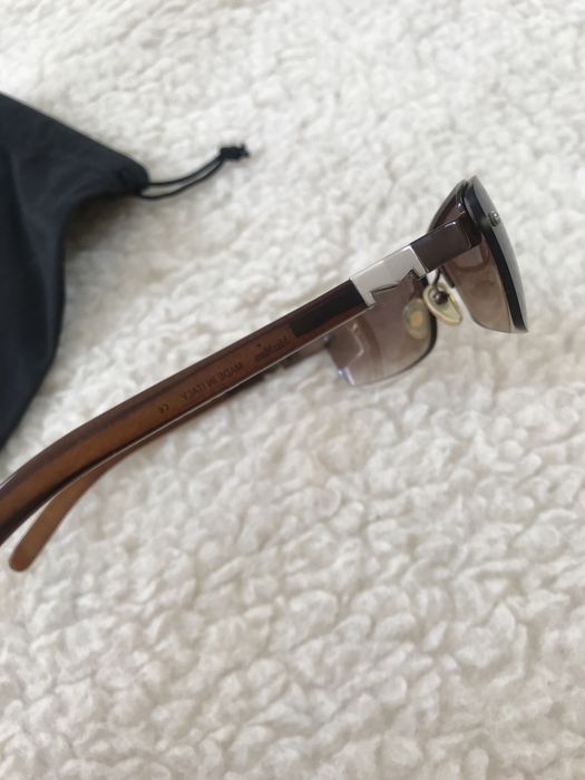 Brązowe metalowe męskie okulary przeciwsłoneczne Max Mara vintage