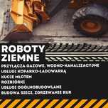 Usługi koparko-ładowarką, koparką obrotową, kucie młotem, przyłącza