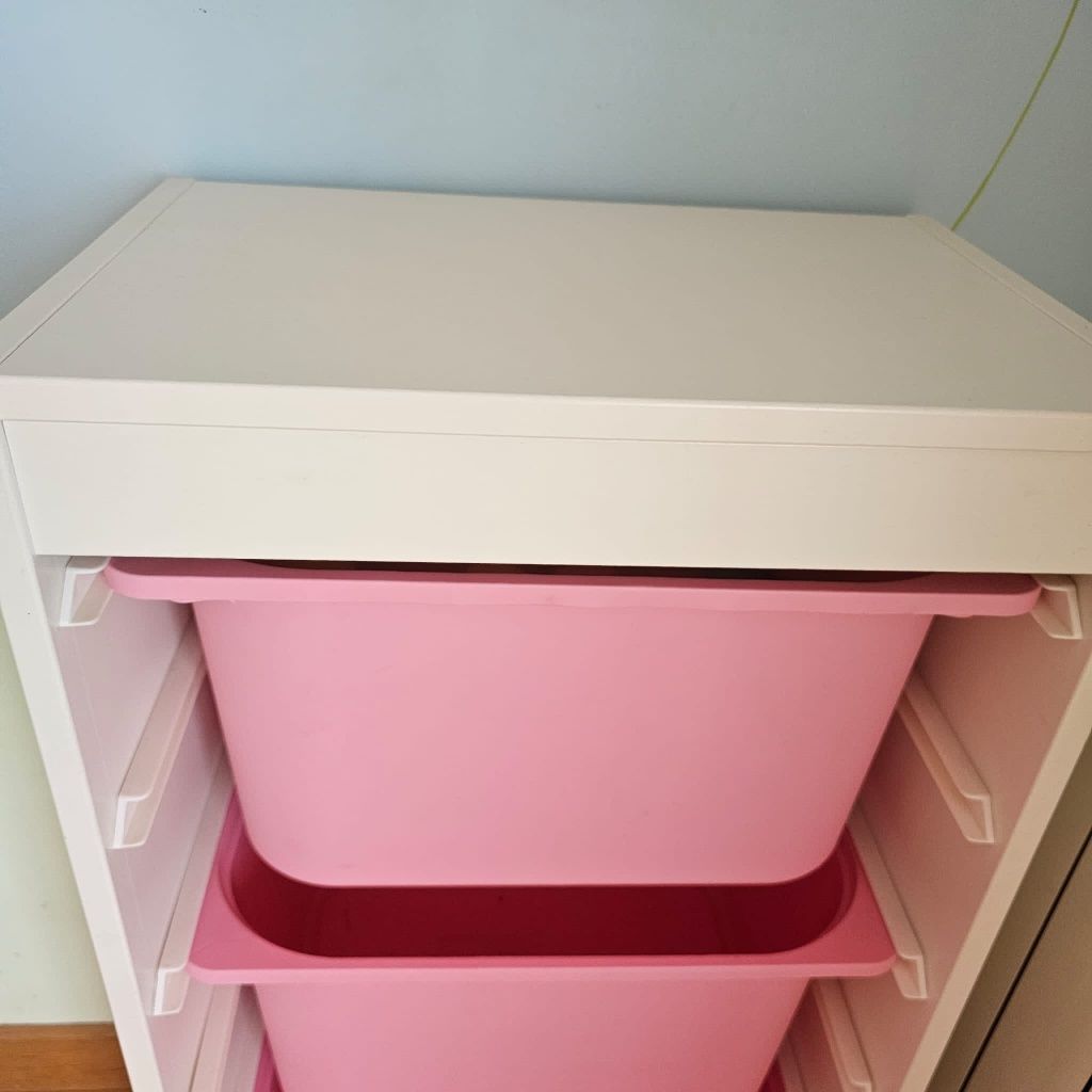TROFAST
Comb arrumação c/caixas, branco/rosa