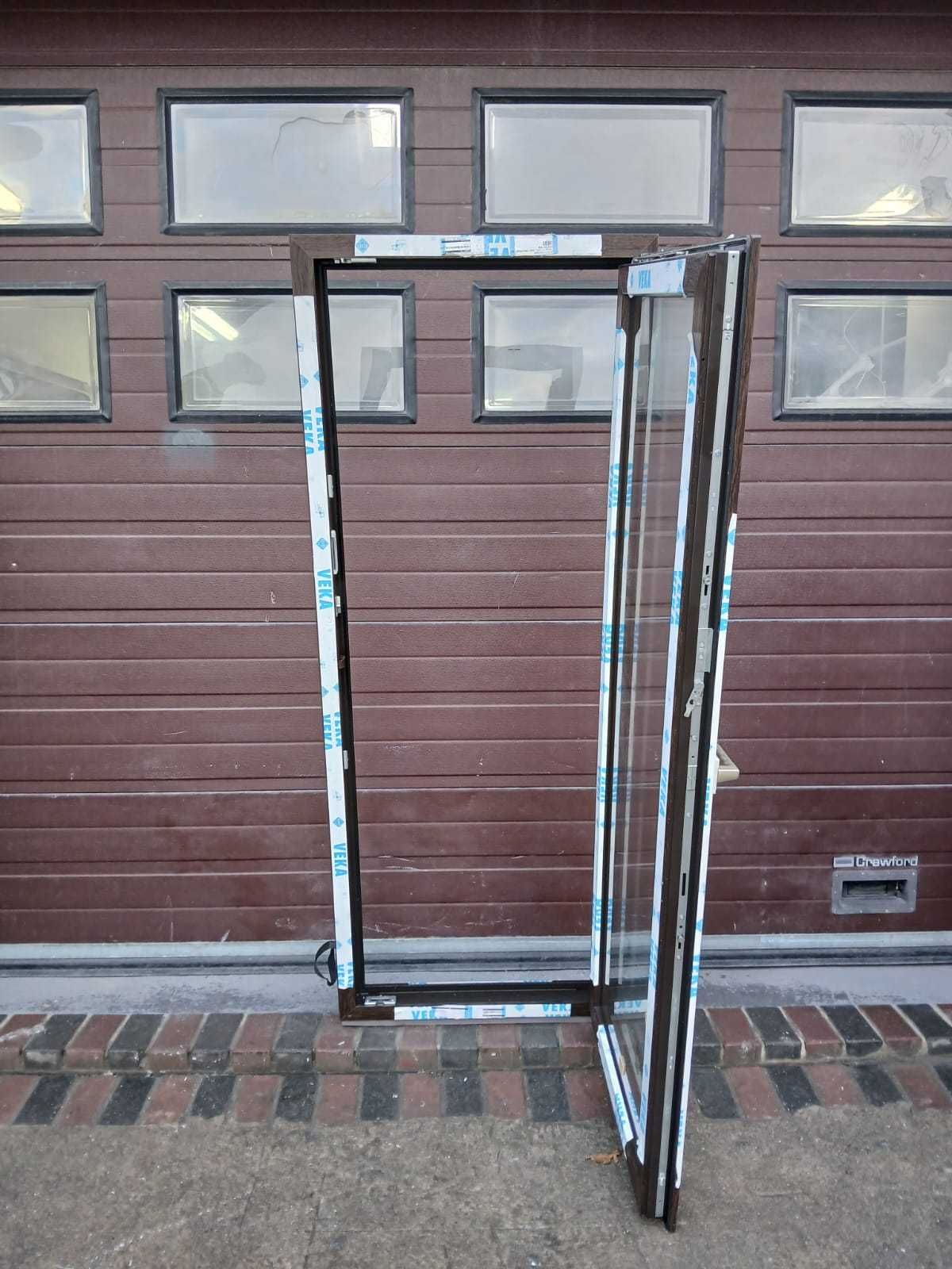Nowe Okno balkonowe Veka orzech 75x195 brązowe brąz DOWÓZ CAŁY KRAJ