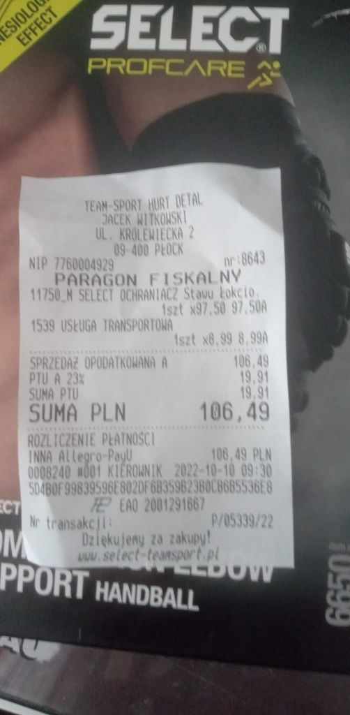 Sprzedam rękaw z ochraniaczem na łokiec do piłki ręcznej