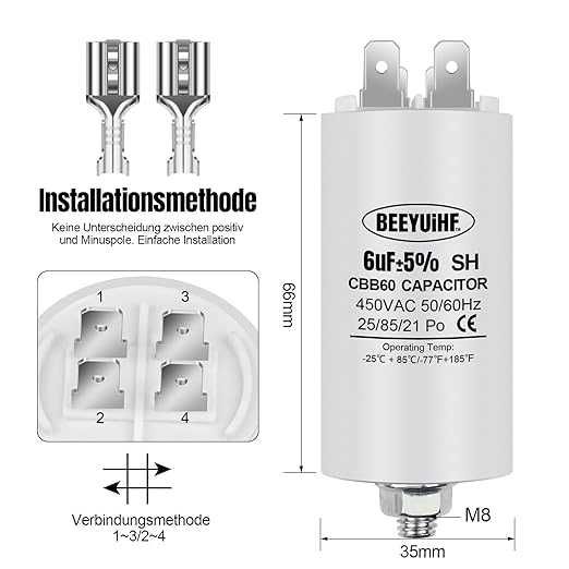 beeyuihf cbb60 kondensator silnikowy 25uf  450v 50/60hz