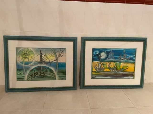 Conjunto de quadros em aguarela