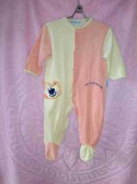 Персикового цвета, детская пижама, человечек, боди, на 1-2 годика