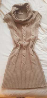 Swetr tunika sukienka wełniana piękny splot