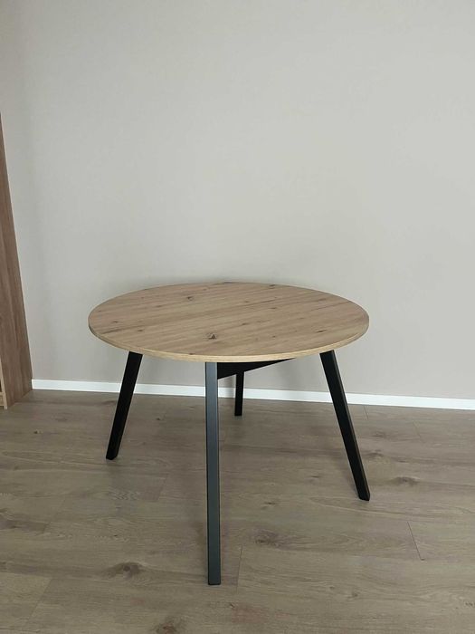 Stół okrągły rozkładany dąb artisan/czarny