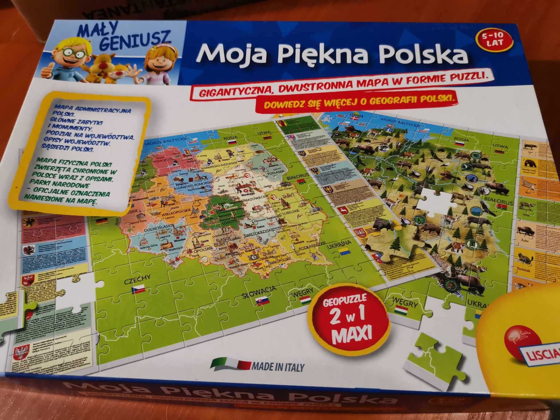 Moja Piękna Polska Wielka dwustronna mapa Polski Puzzle Stan BDB