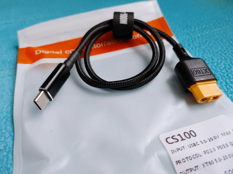 Кабель Type-C male на XT60 Female 100W SC100 зарядок ToolkitRC FPV