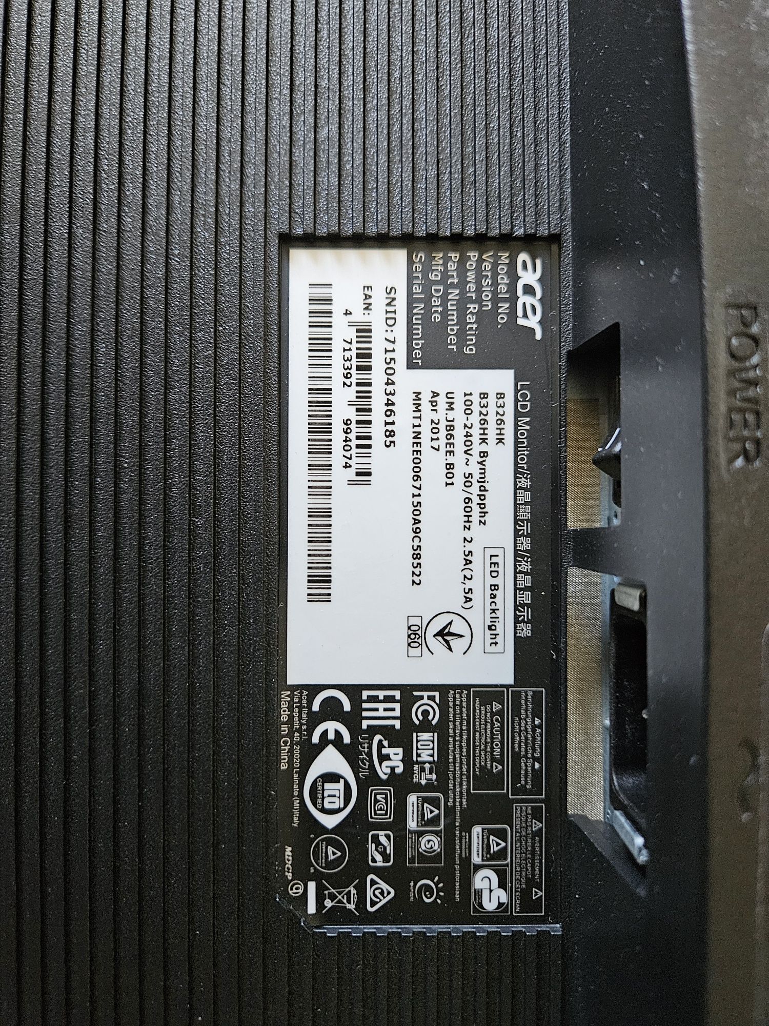 Monitor Acer B326HK 32 cale 4K stan bdb.