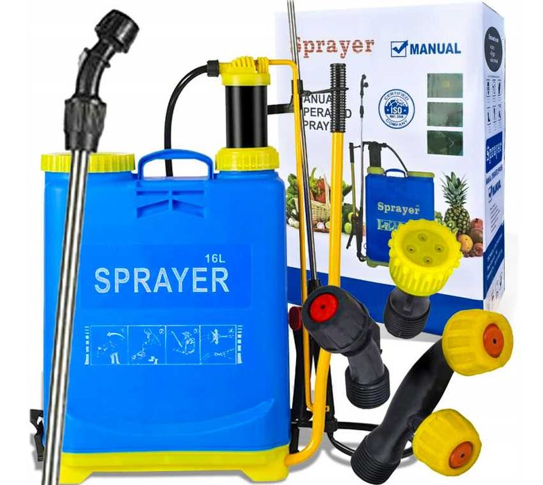 Opryskiwacz Ciśnieniowy Plecakowy Ręczny 16L + ZESTAW DYSZY + LANCA