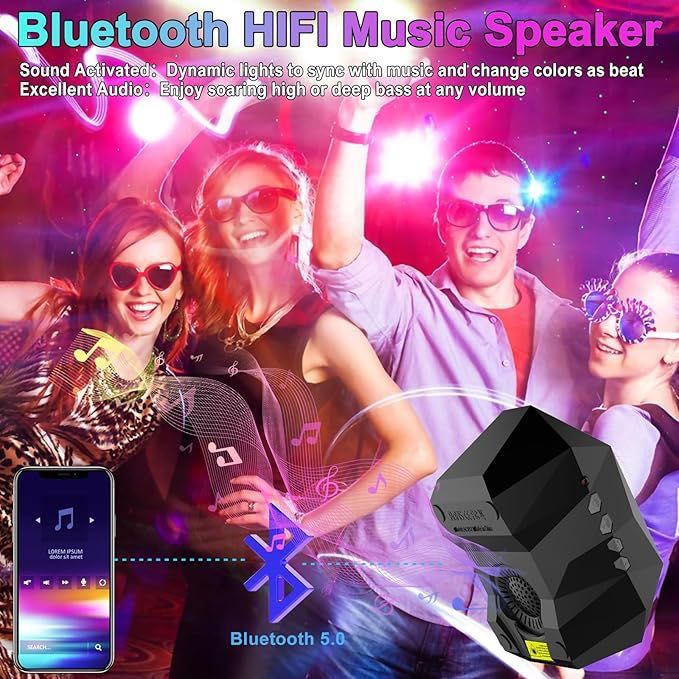 Projektor gwiazd z Księżycem LED Bluetooth 3 w1