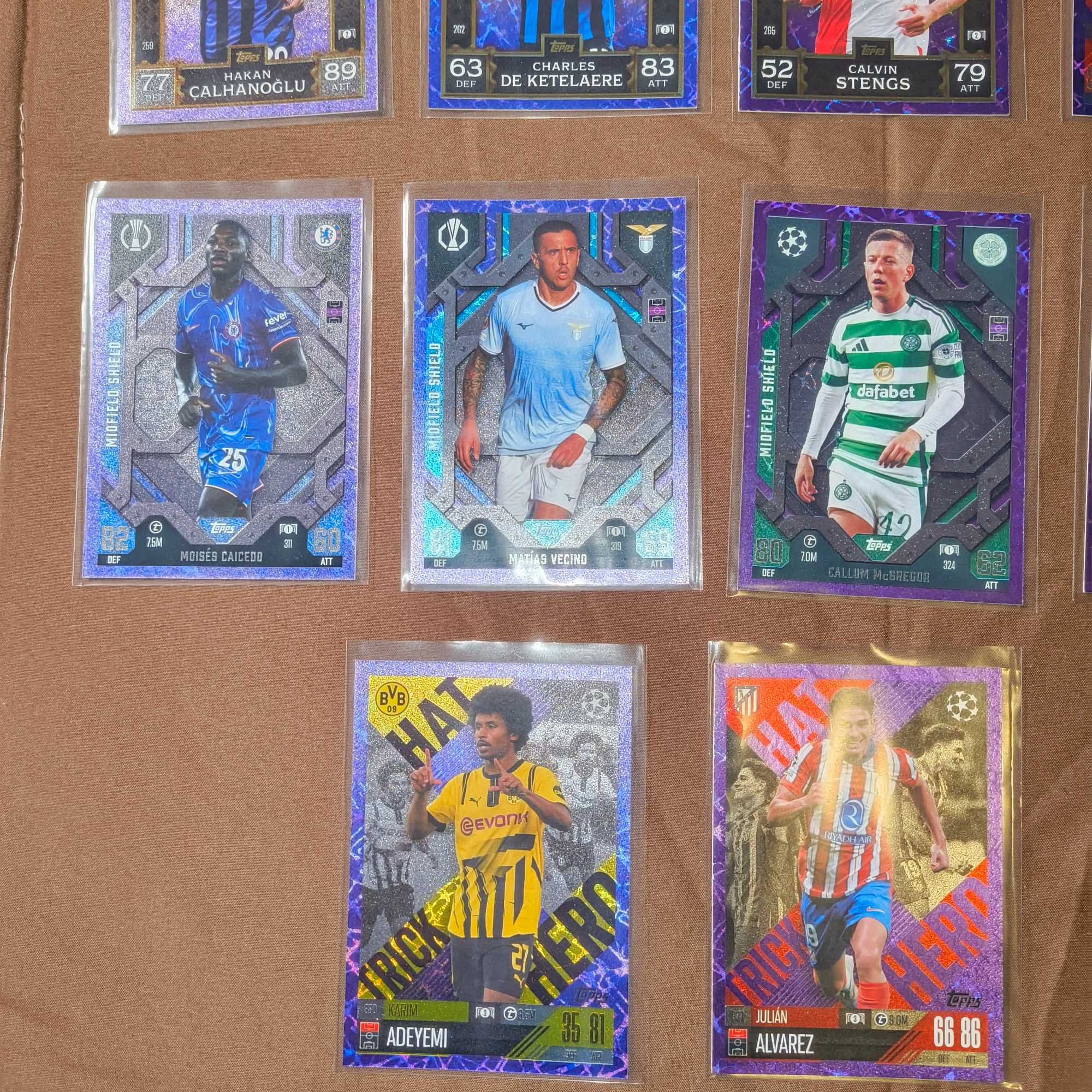 14 Cartas Paralelas Roxas Topps Match Attax Extra