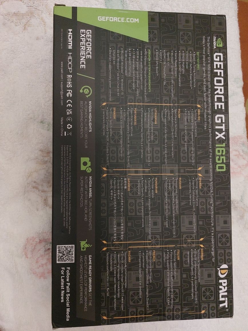 Запечатанная видеокарта GF GTX 1650(4Gb) Gddr 6.Gaming pro.Palit.