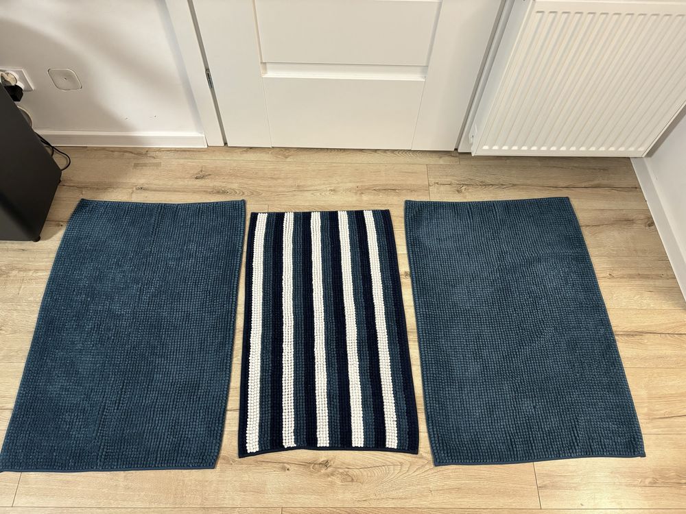 Ikea toftbo zestaw niebieskich dywaników łazienkowych 3 szt