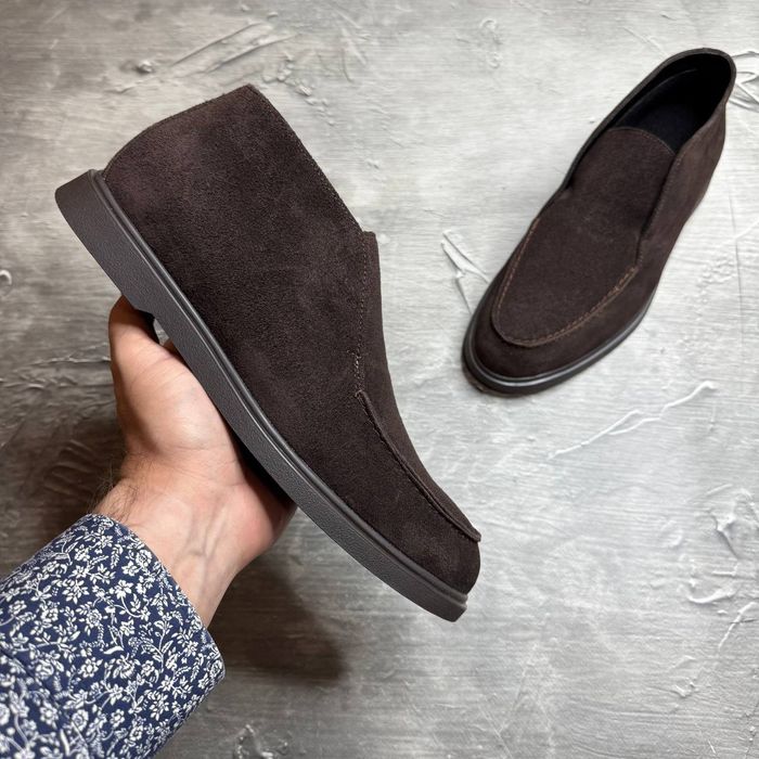 Ботинки Зимние ЛОФЕРЫ Замшевые мужские LORO PIANA! Замша + БАЙКА!